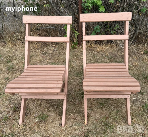 Здрави дървени сгъваеми столове 2 броя., снимка 2 - Столове - 51110223
