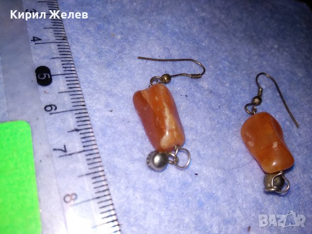 РЕТРО - ВИНТИДЖ КАРНЕОЛЕНИ ХЕНД - МЕЙД ОБЕЦИ 36463, снимка 6 - Обеци - 39944907