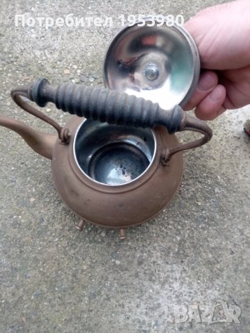 Английски месингов чайник, снимка 5 - Антикварни и старинни предмети - 39464072