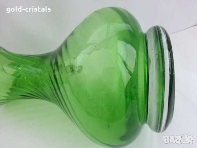Стара стъклена кана цветно зелено стъкло, снимка 11 - Антикварни и старинни предмети - 29570816