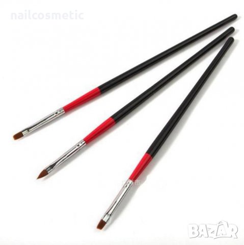 3 БРОЯ КОМБИНИРАНИ ЧЕТКИ ЗА МАНИКЮР - ЧЕРНО/ЧЕРВЕНО, снимка 2 - Продукти за маникюр - 35253751