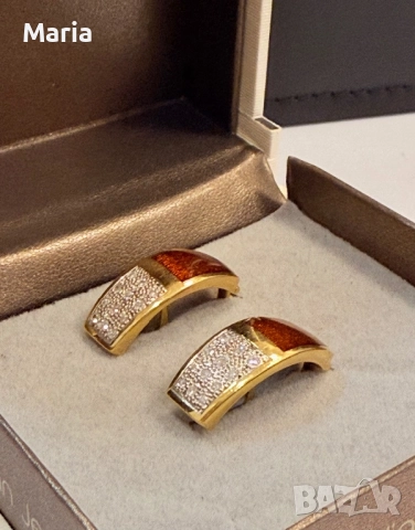 Дамски обеци жълто злато и брилянти