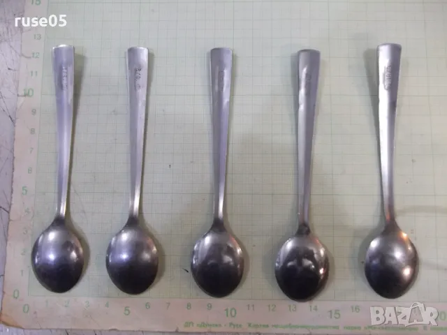 Лот от 5 бр. лъжици за чай от завод "П. Денев - Габрово", снимка 4 - Прибори за хранене, готвене и сервиране - 48089502