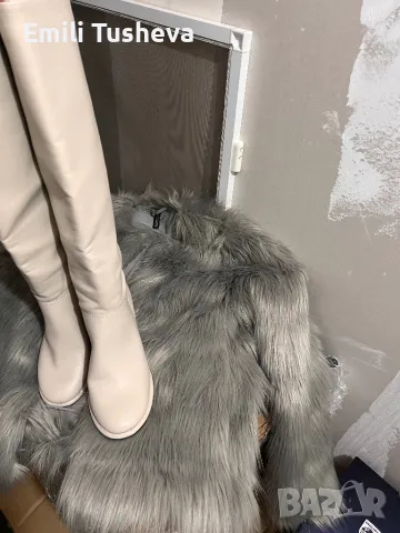 Стилни ботуши в сиво/бежево, снимка 2 - Дамски ботуши - 48841396