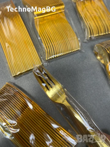 Nkaiso – Комплект златни прибори за многократна употреба, 120 части, снимка 4 - Прибори за хранене, готвене и сервиране - 51397171