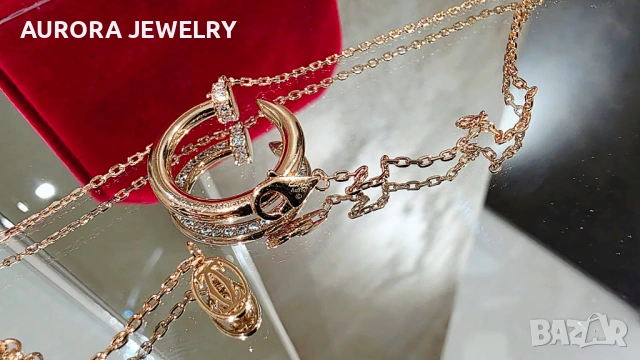 CARTIER Nail Juste un Clou Rose Gold Paved Diamonds Дамско Колие Пирон, снимка 8 - Колиета, медальони, синджири - 53238926