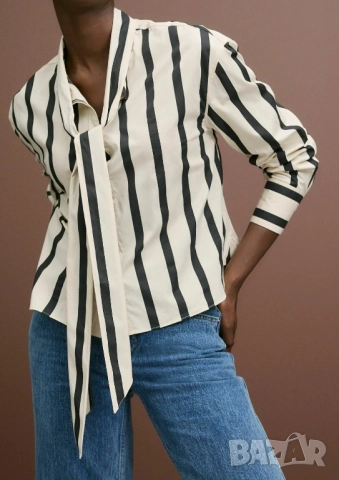 Нова памучна риза райе Next, снимка 3 - Ризи - 52787838