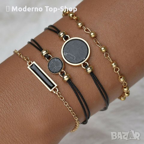 НОВО !!! Сет от 5-части.Стилен дамски,кварцов часовник в комплект с четири гривни., снимка 3 - Дамски - 34151905