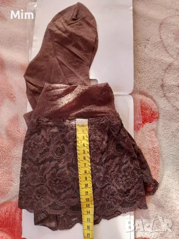 Bellevue S-M Чорапи в кафяво с голяма дантела за жартиери , снимка 2 - Бельо - 48008756