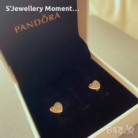 Обеци Пандора 925 сърца Pandora Signature Heart Earrings , снимка 2 - Обеци - 42088941