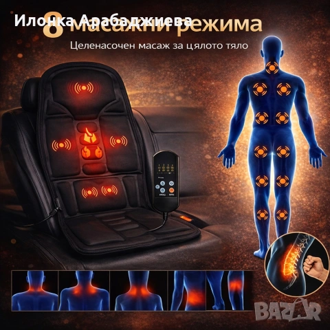 Масажна седалка с подгряване – комфорт и облекчение за тяло, което е уморено от седене, снимка 2 - Масажори - 53032723