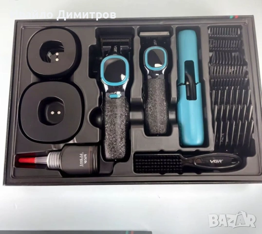 Комплект машинка за подстригване + тример VGR V-886 S2 Grip Turbo 9000RPM – Зелен