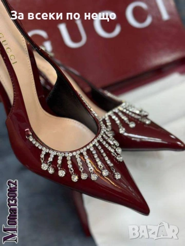 Gucci Дамски Обувки На Ток С Кристали Гучи От 36 До 42 Номер - Налични Различни Цветове Код SK718, снимка 3 - Дамски обувки на ток - 53146494