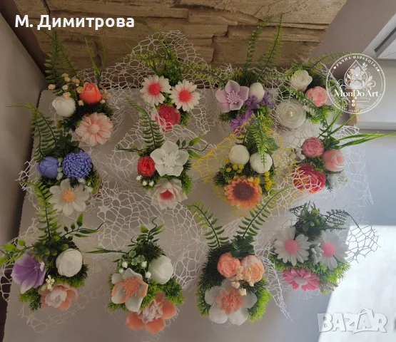 Сапунени цветя от глицеринов сапун, снимка 4 - Изкуствени цветя - 55877304