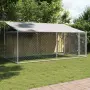 vidaXL Кучешка клетка с покрив и врата сив 4x2x2 м поцинкована стомана, снимка 2