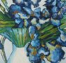 Ириси 40х50 см, Сини цветя, картина, irises oil on canvas painting, снимка 1