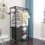 vidaXL Стойка за дрехи, метал и нетъкан текстил, 87x44x158 см, черна, снимка 5