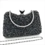 Официална чанта черна с едри камъни и къса дръжка, снимка 1