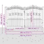vidaXL Оградна порта KAMPEN с връх, черна, 302x172 см, стомана, снимка 6