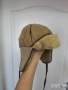 Бежова кожена ушанка шапка, снимка 1
