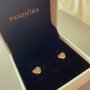 Обеци Пандора 925 сърца Pandora Signature Heart Earrings , снимка 2