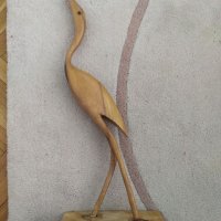 Дървена чапла - за декорация, снимка 2 - Статуетки - 40142915