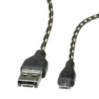 Кабел Преходник Micro USB към Micro USB или USB Женско OTG Roline 11.02.8314 1м, снимка 2 - Кабели и адаптери - 31361287