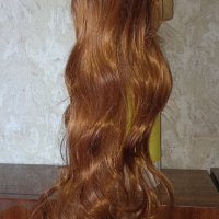 Медено червеникава много дълга 80 см. нова перука с бритон, снимка 7 - Аксесоари за коса - 40539115