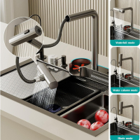 Луксозна мултифункционална кухненска мивка с двоен водопад, снимка 7 - Мивки - 44729226