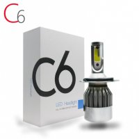 LED C6 Диодни Автомобилни Крушки H1, H7, H4 с COB система и охлаждане, снимка 1 - Аксесоари и консумативи - 30069553