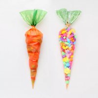 20 бр големи Морков дълги триъгълни торбички целофан с телчета за дребни сладки лакомства подарък , снимка 3 - Други - 25058658