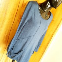 Тъмно синя блуза туника плетиво Л, снимка 2 - Блузи с дълъг ръкав и пуловери - 34279583
