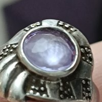 Красив сребърен пръстен с аметист #15S, снимка 7 - Пръстени - 44327075
