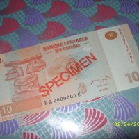 10 франка конго 2003 год specimen, снимка 1 - Нумизматика и бонистика - 31025241