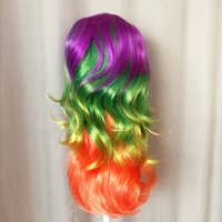  Дълга леко чуплива перука в различни цветове/ омбре/, снимка 1 - Аксесоари за коса - 38302451
