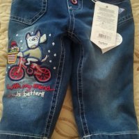 Продавам зимни бебешки дънки 9 месеца, снимка 1 - Панталони и долнища за бебе - 34554559
