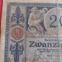 Райх банкнота 20 марки 1915г. Германия рядка за колекционери 28277, снимка 2 - Нумизматика и бонистика - 37142086