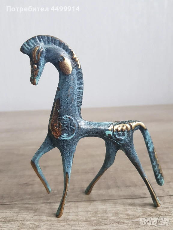 Бронзова статуя на древногръцки кон,реплика, снимка 1