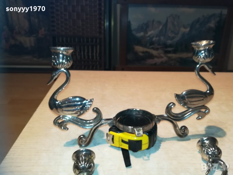 лебеди 4бр свещник от англия 0811202035, снимка 1