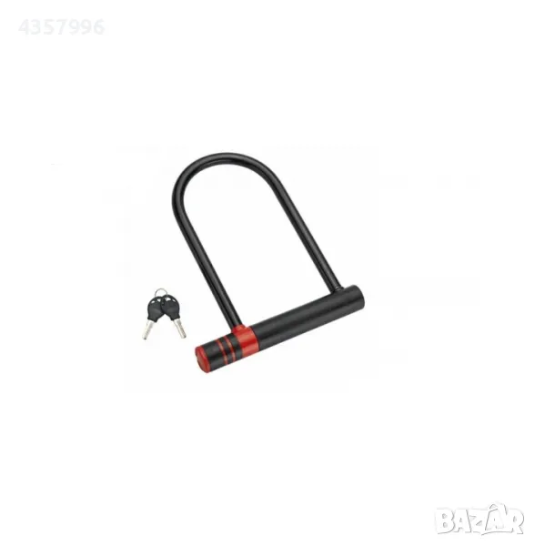  Катинар за велосипед, Заключващо устройство сключ, U образно, Черен , снимка 1