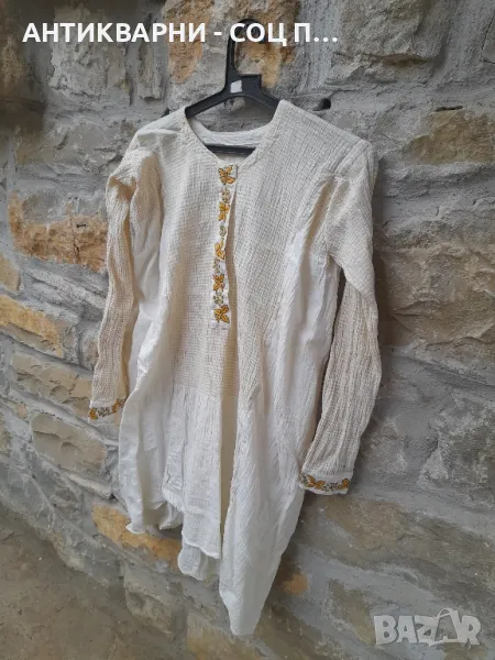 Соц Стара Ленена Риза Нощница За Народна Носия., снимка 1