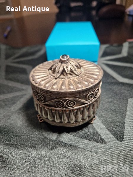 Уникална рядка антикварна колекционерска кутия за бижута филигран- Албания , снимка 1