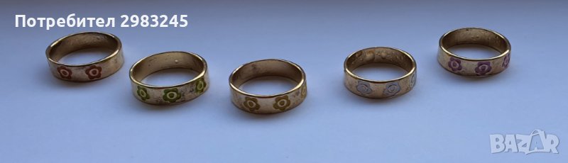 Пръстени с емайлирани цветя, снимка 1