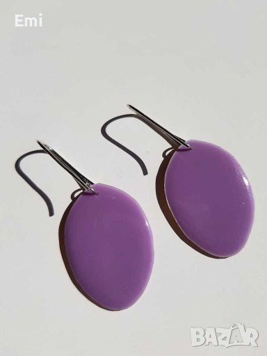 Лилави обеци с орхидея, Ръчна изработка, снимка 1