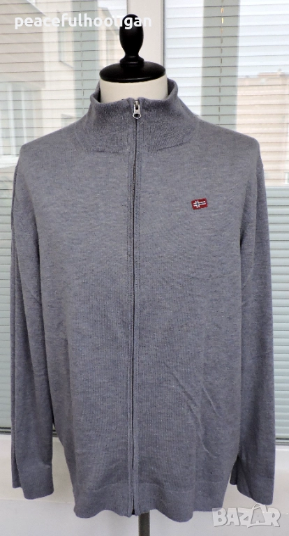 Napapijri Mens Grey Full Zip Long Sleeve Cardigan Size 3XL, снимка 1