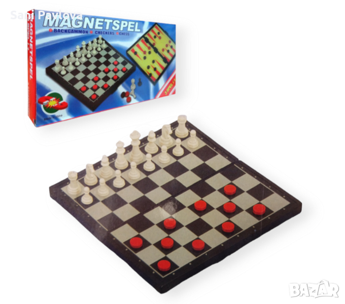 Магнитен шах, табла и дама в комплект - 3 в 1, снимка 1