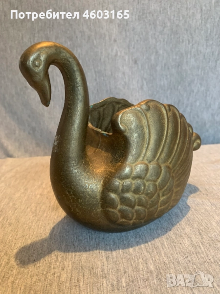 Лебед от масивен месинг, снимка 1