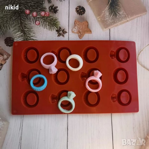 12 бр пръстен пръстени халки халка големи силиконов молд форма фондан шоколад гипс декор, снимка 1
