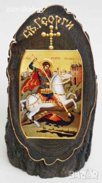 Ръчно изработена репродукция на икона върху естествено дърво - Св. Георги, снимка 1