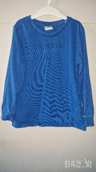6-7г 122см Блуза с дълъг ръкав памук тъмно синя без следи от употреба, снимка 1